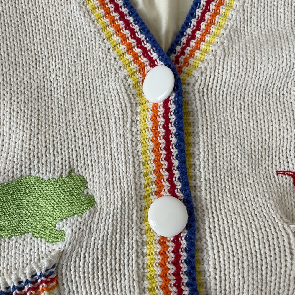 NO! Jeans Paint Splatter Cardigan Size 5 Artsy Colorful 80s Retro Teacher - Picture 5 of 10